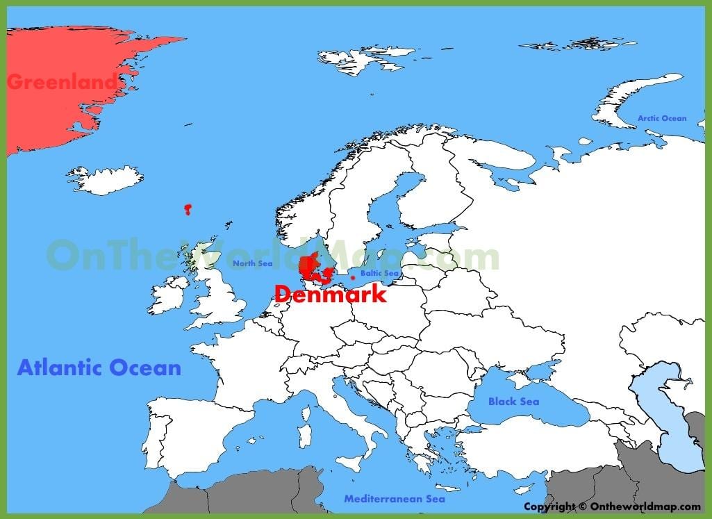 Копенгаген Данія на карті Європи