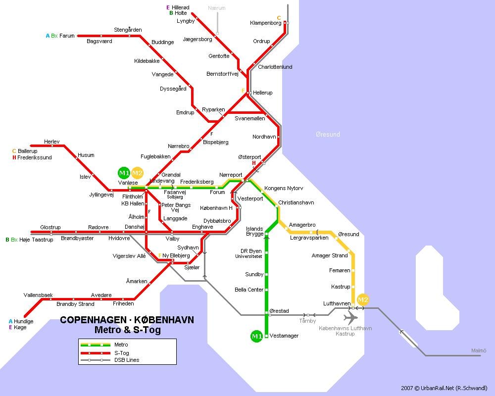 Карта Данії метро