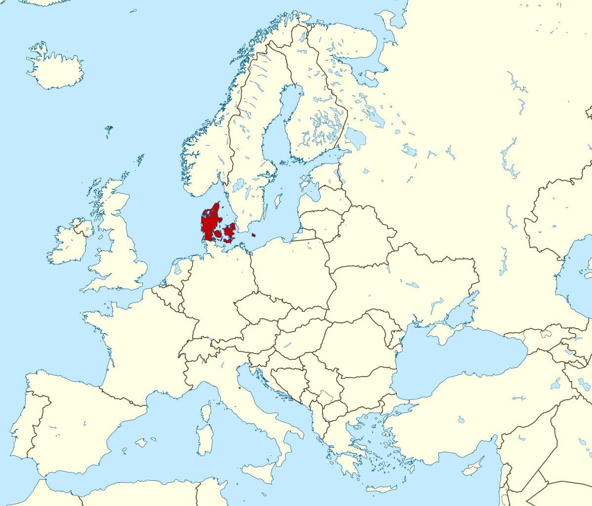Карта Данії районі на світу