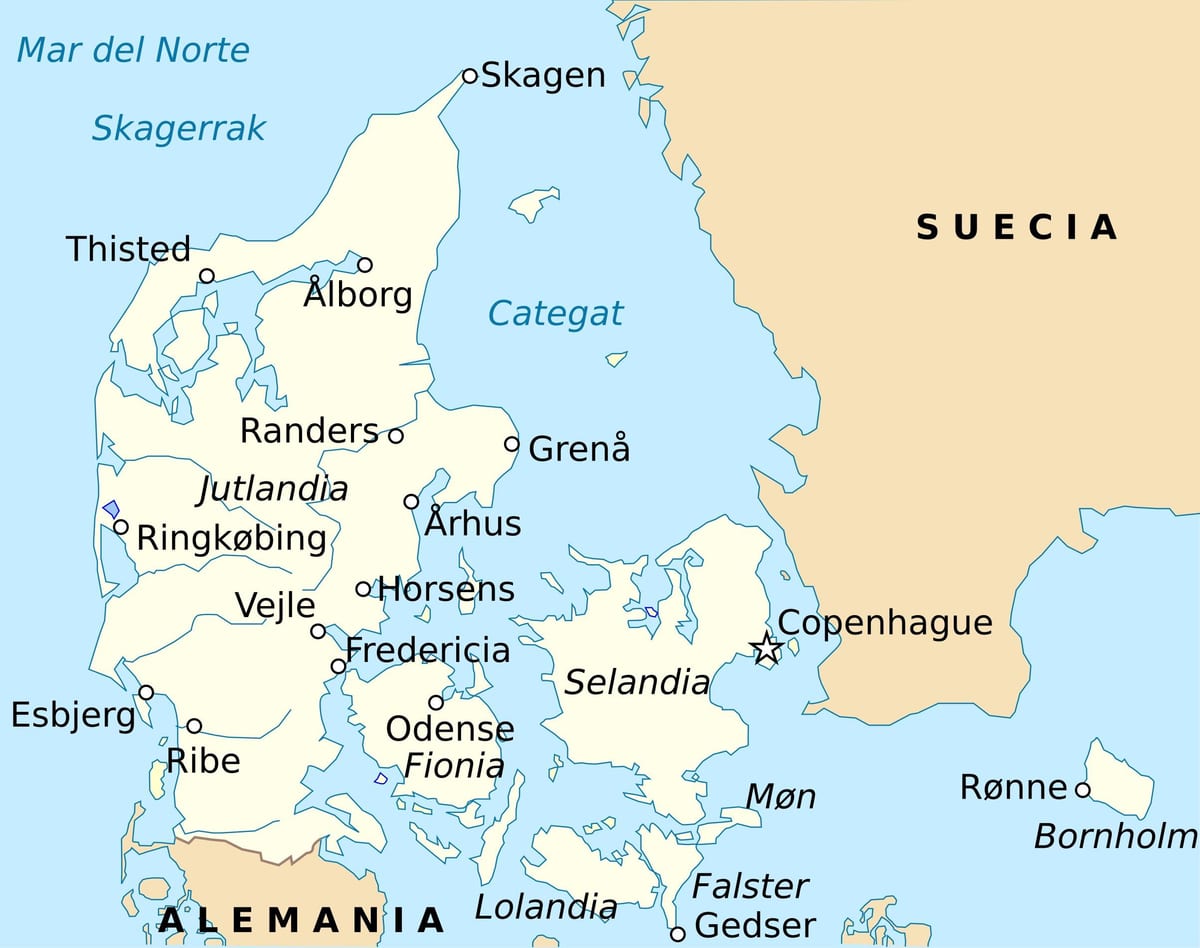 Карта фредерісія Данія