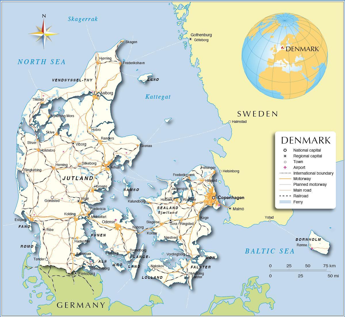 карта Данії
