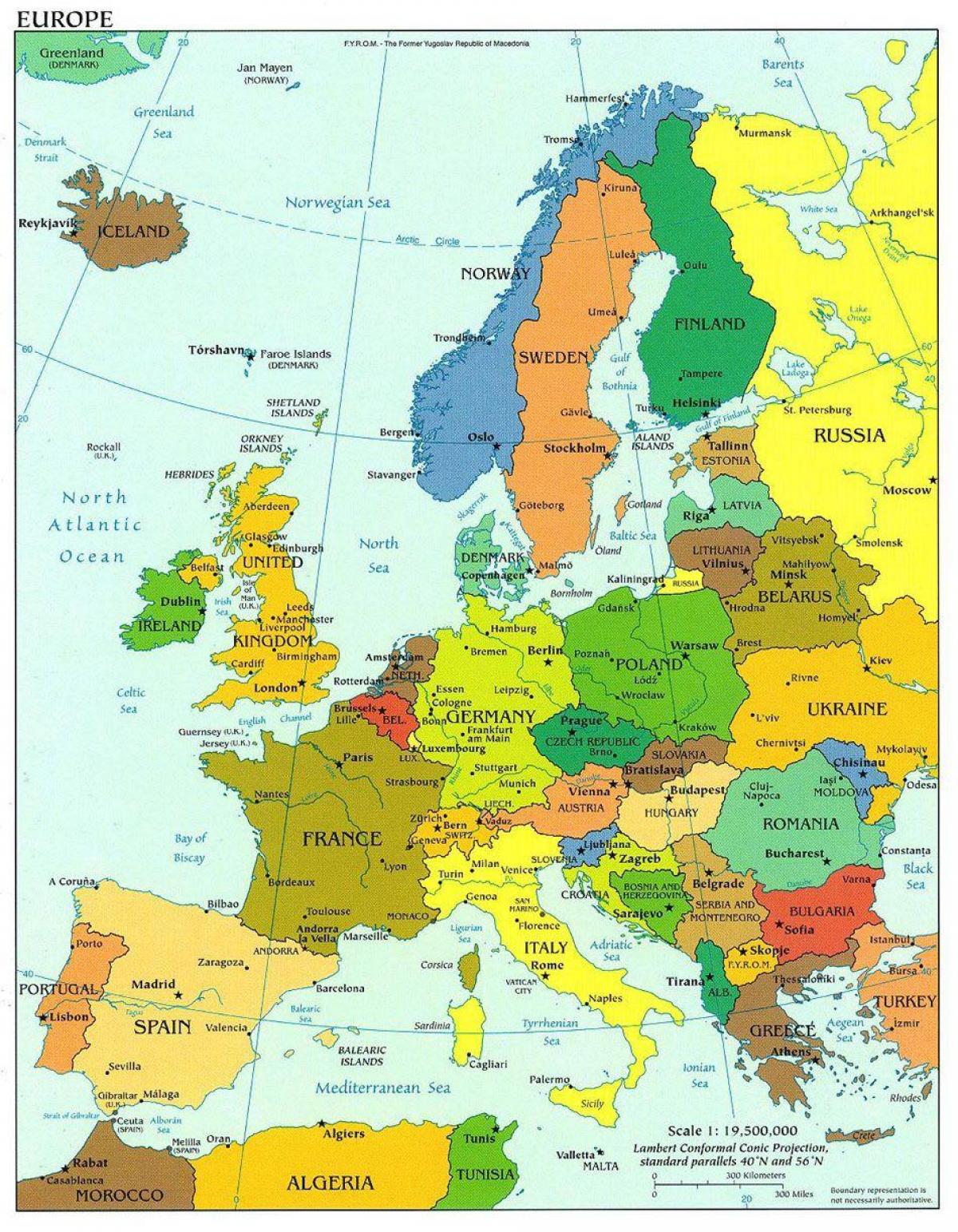 на карті Європи Данія