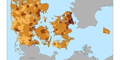 Данія карті щільності населення 