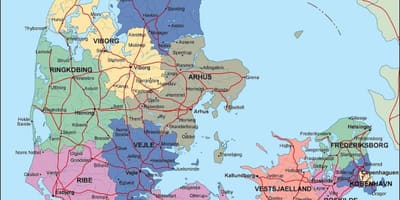 Карта Данії політичні 
